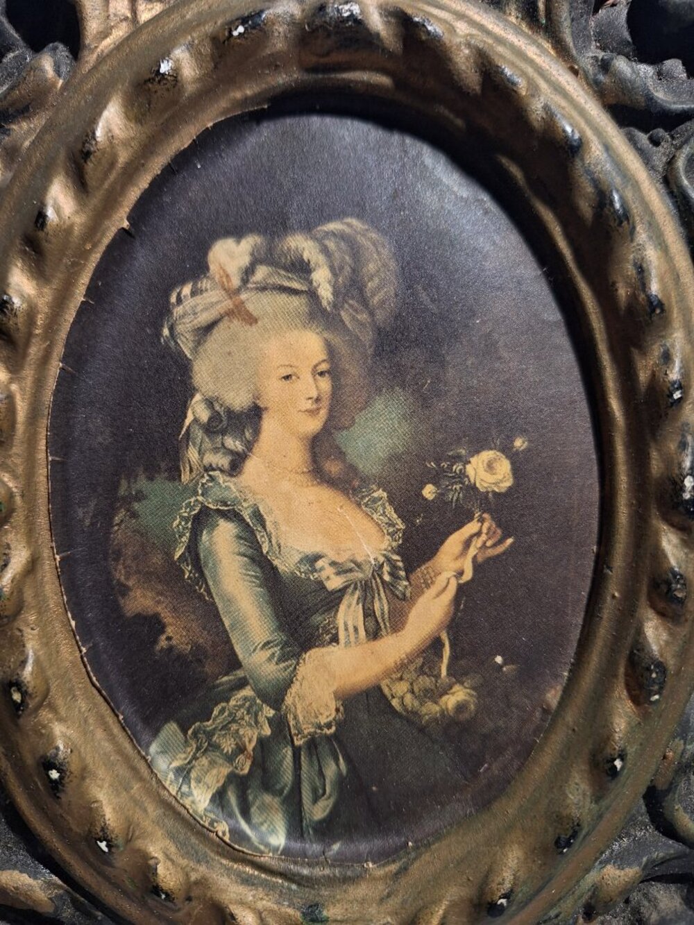 Vintage Marie Antoinette with a Rose Coquette Victorian Style Wall Art - Picture 2 of 12